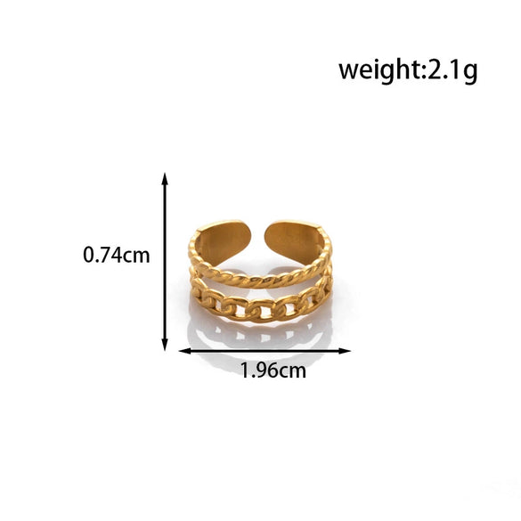 Fashion All Match Titanium Steel Love Snake Shaped Leaves Light Luxury Opening Adjustable Ring With Electroplating