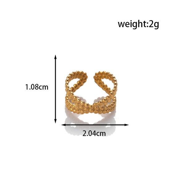 Fashion All Match Titanium Steel Love Snake Shaped Leaves Light Luxury Opening Adjustable Ring With Electroplating