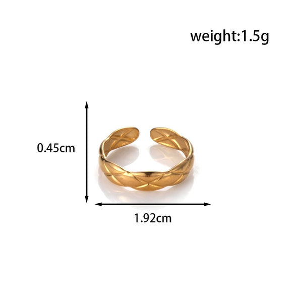 Fashion All Match Titanium Steel Love Snake Shaped Leaves Light Luxury Opening Adjustable Ring With Electroplating