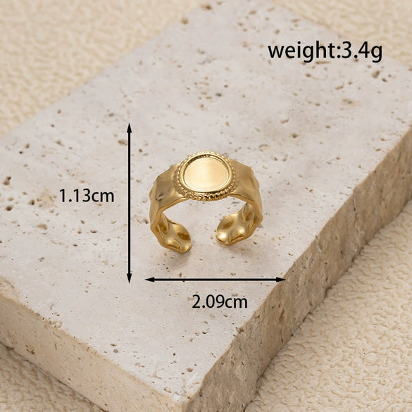 Fashion All Match Titanium Steel Ring With Star Heart Flower Shapes Light Luxury Opening Adjustable Electroplated