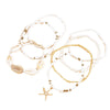 Fashion Allmatch Bohemian Style Rice Bead Shell Starfish Pendant Multilayer Bracelet 7Piece Set Alloy Handmade