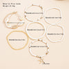 Fashion Allmatch Bohemian Style Rice Bead Shell Starfish Pendant Multilayer Bracelet 7Piece Set Alloy Handmade