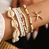 Fashion Allmatch Bohemian Style Rice Bead Shell Starfish Pendant Multilayer Bracelet 7Piece Set Alloy Handmade