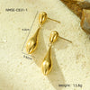 Fashion Allmatch Electroplated 18K Gold Titanium Steel Irregular Water Drop Shape Women's Stainless Steel Earrings