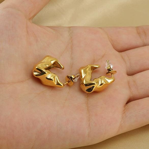 Fashion Allmatch Irregular Women's Earrings 316L Stainless Steel 18K Gold Vacuum Plated Geometric