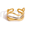 Fashion Allmatch Nonfading Ring Multilayer Water Ripple Gold And Silver Color Matching Electroplated Titanium Steel Geometric Style For Women