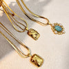 Fashion Allmatch Stainless Steel And Titanium Steel Ushaped Pendant Necklace With Vacuum Electroplated Retro Style