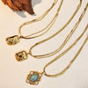 Fashion Allmatch Stainless Steel And Titanium Steel Ushaped Pendant Necklace With Vacuum Electroplated Retro Style