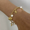 Fashion Allmatch Stainless Steel Starfish Conch Threaded Shell Pendant Bracelet With Rhombus And Star Pattern Electroplated For Women