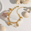 Fashion Allmatch Stainless Steel Starfish Conch Threaded Shell Pendant Bracelet With Rhombus And Star Pattern Electroplated For Women