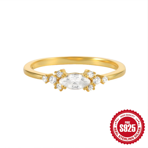 Fashion Allmatch Women's Wedding Ring In 925 Sterling Silver With Geometric Pattern And Zirconia Design