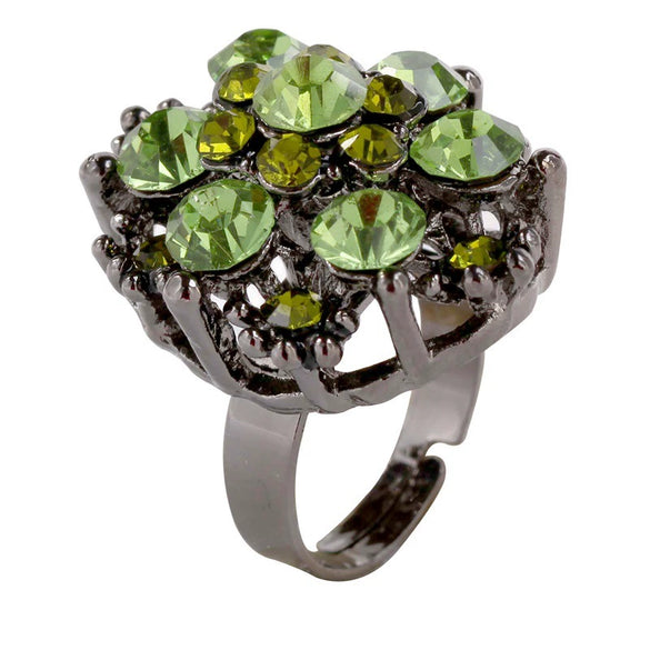 Fashion Alloy Adjustable Zircon Ring For Women And Unisex With Electroplated Finish Elegant Fragrance Style Statement Jewelry