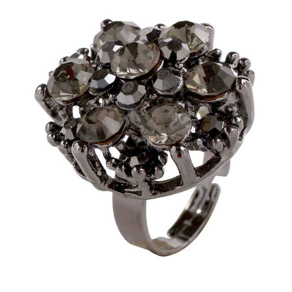 Fashion Alloy Adjustable Zircon Ring For Women And Unisex With Electroplated Finish Elegant Fragrance Style Statement Jewelry