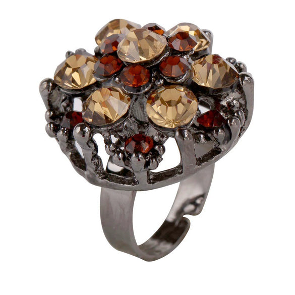 Fashion Alloy Adjustable Zircon Ring For Women And Unisex With Electroplated Finish Elegant Fragrance Style Statement Jewelry