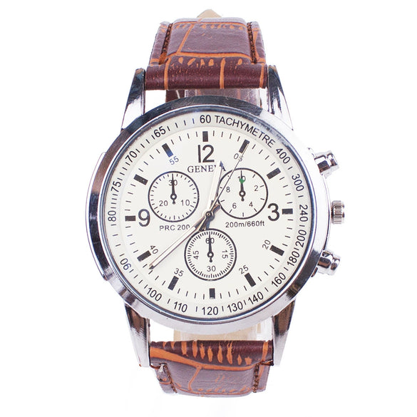 Fashion Alloy And Ordinary Glass Men's Round Dial Blue Light Wrist Watch With Horseshoe Buckle And Onion Crown