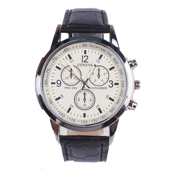 Fashion Alloy And Ordinary Glass Men's Round Dial Blue Light Wrist Watch With Horseshoe Buckle And Onion Crown