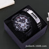 Fashion Alloy And Ordinary Glass Men's Round Dial Blue Light Wrist Watch With Horseshoe Buckle And Onion Crown