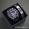 Fashion Alloy And Ordinary Glass Men's Round Dial Blue Light Wrist Watch With Horseshoe Buckle And Onion Crown
