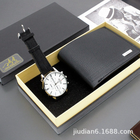 Fashion Alloy And Ordinary Glass Men's Round Dial Blue Light Wrist Watch With Horseshoe Buckle And Onion Crown