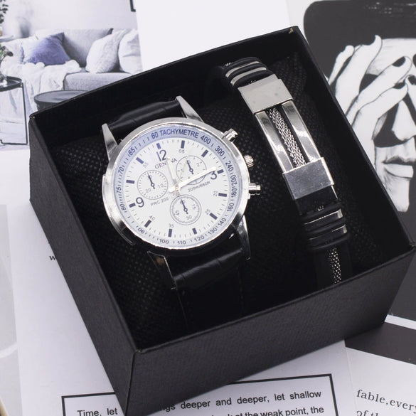 Fashion Alloy And Ordinary Glass Men's Round Dial Blue Light Wrist Watch With Horseshoe Buckle And Onion Crown