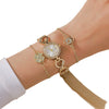 Fashion Alloy Bracelet With Diamond Hollow Four Leaf Clover And Flower Design For Female