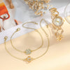 Fashion Alloy Bracelet With Diamond Hollow Four Leaf Clover And Flower Design For Female