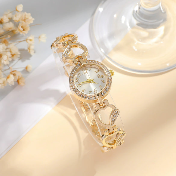 Fashion Alloy Bracelet With Diamond Hollow Four Leaf Clover And Flower Design For Female