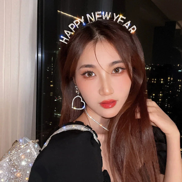 Fashion Alloy Crystal Letters Electroplating Christmas Headband For Women