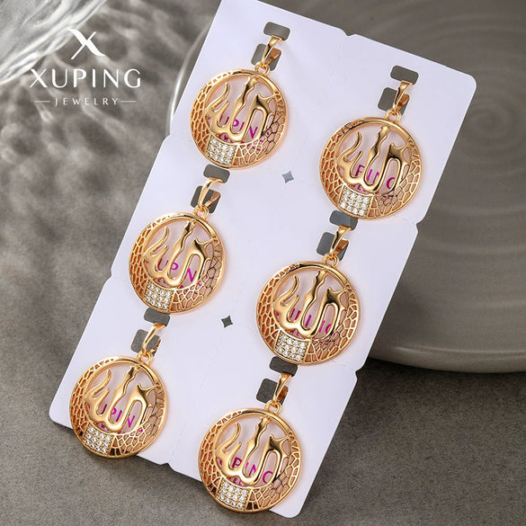 Fashion Alloy Electroplated Retro Geometric Round Hollow Necklace Pendant