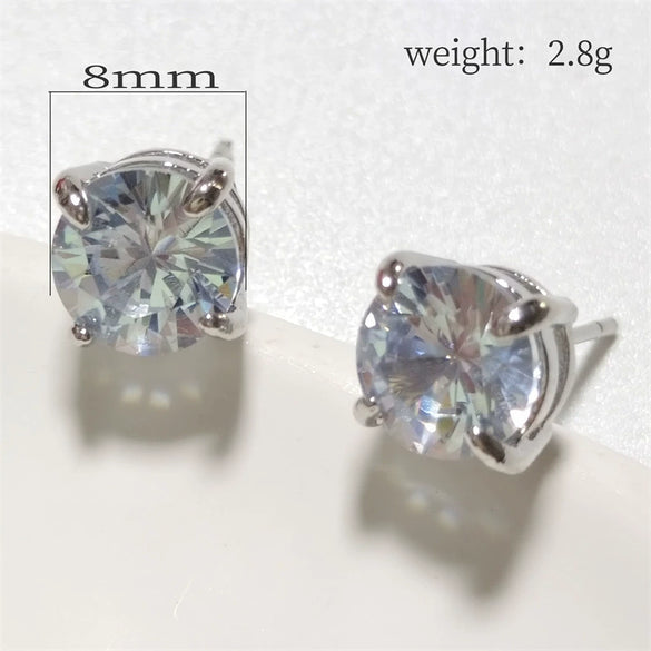 Fashion Alloy Geometric Inlaid White Zircon Earrings With Electroplated Finish Sweet Cool Style Jewelry