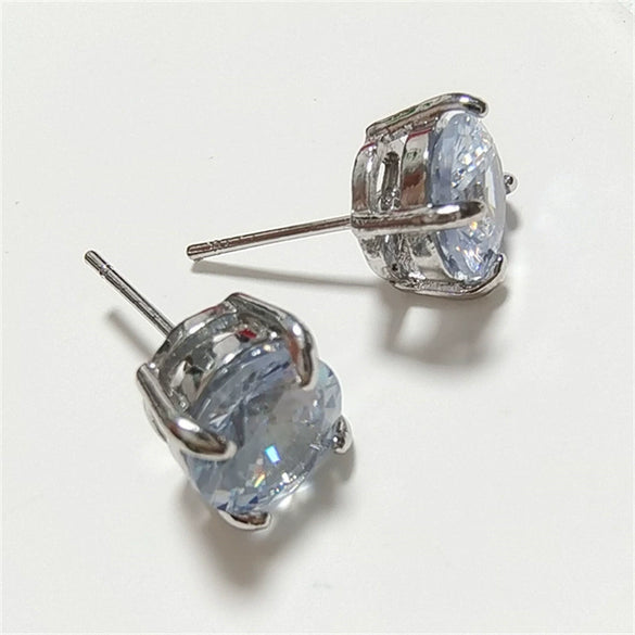 Fashion Alloy Geometric Inlaid White Zircon Earrings With Electroplated Finish Sweet Cool Style Jewelry