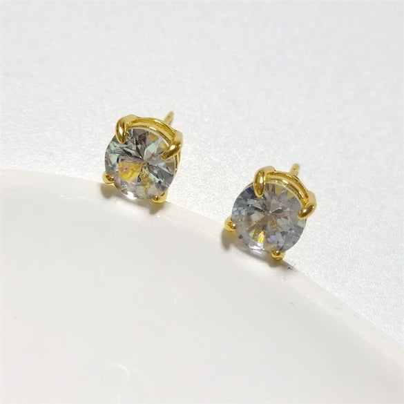 Fashion Alloy Geometric Inlaid White Zircon Earrings With Electroplated Finish Sweet Cool Style Jewelry