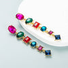 Fashion Alloy Geometric Long Drop Earrings With Diamond Detail Elegant Statement Jewelry For Women