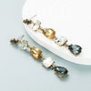Fashion Alloy Geometric Long Drop Earrings With Diamond Detail Elegant Statement Jewelry For Women