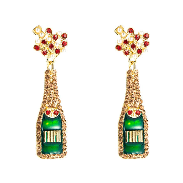Fashion Alloy Geometric Pendant Drop Earrings With Pearl And Rhinestone Details Statement Jewelry