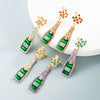 Fashion Alloy Geometric Pendant Drop Earrings With Pearl And Rhinestone Details Statement Jewelry