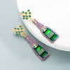 Fashion Alloy Geometric Pendant Drop Earrings With Pearl And Rhinestone Details Statement Jewelry