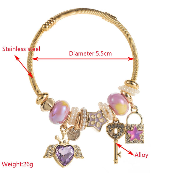 Fashion Alloy Heart Pendant Bracelet With Electroplating For Women And Couple Style