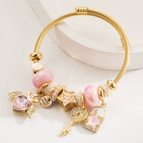 Fashion Alloy Heart Pendant Bracelet With Electroplating For Women And Couple Style