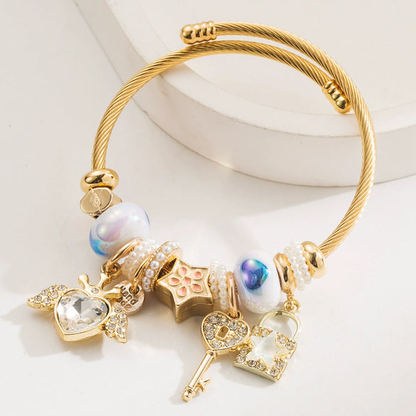 Fashion Alloy Heart Pendant Bracelet With Electroplating For Women And Couple Style