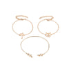 Fashion Alloy Hollow Cat And Leaf Bracelet Set For Women Electroplated Coconut Leaf Style Three Piece Bracelet