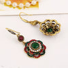 Fashion Alloy Hollow Flower Earrings Retro Bohemian Floral Design With Diamond Accents For Women