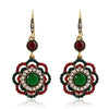 Fashion Alloy Hollow Flower Earrings Retro Bohemian Floral Design With Diamond Accents For Women