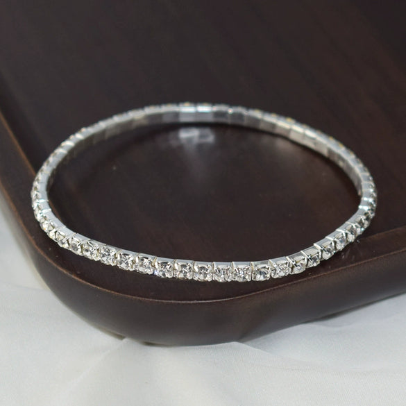 Fashion Alloy Rhinestone Crystal Anklet Geometric Elastic Single Row And Multi Row Foot Chain For Women