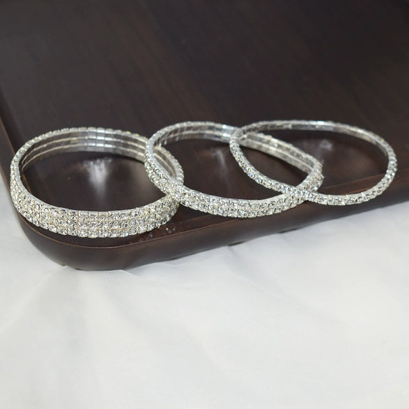 Fashion Alloy Rhinestone Crystal Anklet Geometric Elastic Single Row And Multi Row Foot Chain For Women