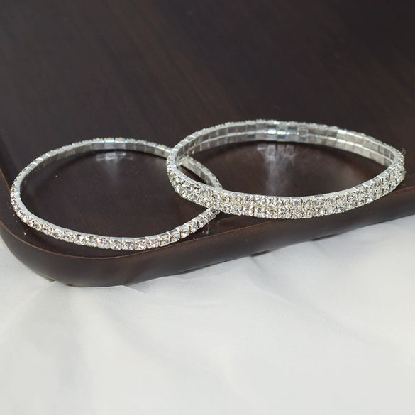 Fashion Alloy Rhinestone Crystal Anklet Geometric Elastic Single Row And Multi Row Foot Chain For Women