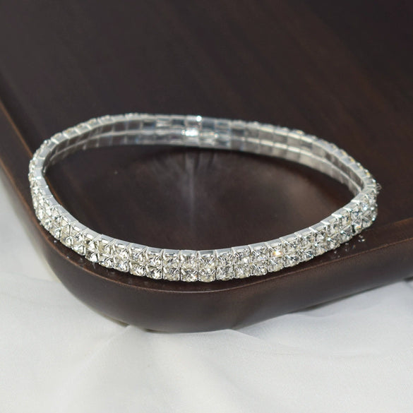 Fashion Alloy Rhinestone Crystal Anklet Geometric Elastic Single Row And Multi Row Foot Chain For Women