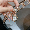 Fashion Alloy Square Hollow Bracelet Quartz Watch With Rhinestones And Retro Temperament For Female