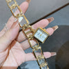Fashion Alloy Square Hollow Bracelet Quartz Watch With Rhinestones And Retro Temperament For Female