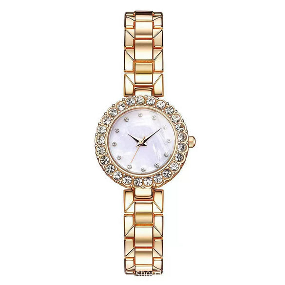Fashion Alloy Stainless Steel Rhinestone Twopiece Set Bracelet Watch For Male And Female Students